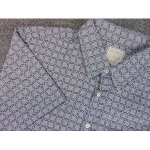 Billy Reid Shirt Mens XL Standard Cut Gray Blue Geometric Casual Resort